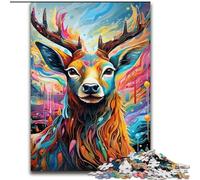 Puzzle da 1000 pezzi a forma di alce, in legno, per adulti, dimensioni 50x75cm, divertente gioco in famiglia, opera d'arte decorativa fai da te.