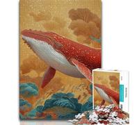 Puzzle da 1000 pezzi a forma di balena rossa per adolescenti, gioco stimolante, ideale come regalo per tutta la famiglia (dimensioni 75x50cm)