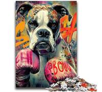 Puzzle da 1000 pezzi a forma di cane Boxer per adulti e adolescenti, giochi rilassanti che rafforzano l'amore tra coppie per bambini dai 14 anni in su, 26x38cm