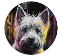 Puzzle da 1000 pezzi a forma di cane color neon, puzzle rotondo da 1000 pezzi, per serate di giochi in famiglia, decorazioni per la casa e regalo per l'allenamento del cervello, 67,5x67,5 cm.