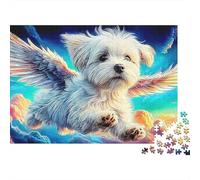 Puzzle da 1000 pezzi a forma di cane con ali per adulti, giochi educativi, bellissime decorazioni, alta difficoltà, per maschi e femmine, 70x50 cm/1000 pezzi, regali