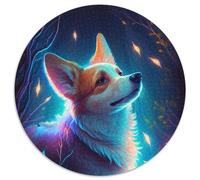 Puzzle da 1000 pezzi a forma di cane Corgi per adulti, giocattolo educativo rotondo da 1000 pezzi per adolescenti, decorazione per casa e ufficio (dimensioni 67,5x67,5 cm)