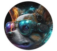 Puzzle da 1000 pezzi a forma di cane Corgi, rotondo, per adulti, gioco interattivo per famiglie, sfida mentale, giocattolo educativo (67,5x67,5cm)
