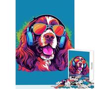 Puzzle da 1000 pezzi a forma di cane simpatico giocattolo educativo colorato ottimo regalo per giochi di famiglia con poster abbinato e foglio di quiz dimensioni 38x26cm