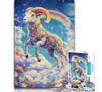Puzzle da 1000 pezzi a forma di capra con fiori per adulti e adolescenti, stimola l'intelligenza cerebrale e crea dipendenza, ideale per la decorazione della casa (75x50cm)