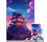 Puzzle da 1000 pezzi a forma di casa anime per adulti, 1000 pezzi, perfetto per le serate di gioco, giocattolo colorato per la casa, regalo (50x75cm)