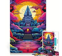 Puzzle da 1000 pezzi a forma di castello fantasy,con intagli precisi,ideale per giochi di logica e relax,perfetto come regalo di Natale (38x52cm)