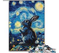 Puzzle da 1000 pezzi a forma di coniglio nel cielo notturno per adolescenti, interessante strumento per ridurre lo stress e interagire con i genitori (dimensioni 50x75cm)