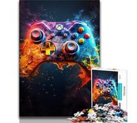 Puzzle da 1000 pezzi a forma di controller di gioco puzzle colorati da 1000 pezzi per adolescenti e adulti con poster abbinato e foglio di quiz per età dai 14 anni in su (50x75cm)
