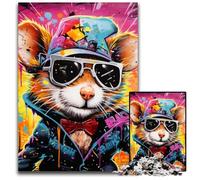Puzzle da 1000 pezzi a forma di criceto, puzzle in legno, relax e sfida, decorazione colorata per la casa, amici, 50x75CM/19,68x29,52 pollici.