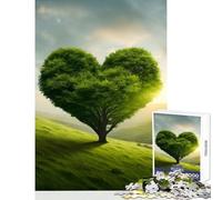 Puzzle da 1000 pezzi a forma di cuore albero su collina verde decorazione per la casa giocattoli ottimo regalo per giochi gioco pratico lista dei desideri con Babbo Natale dimensioni 38x52cm