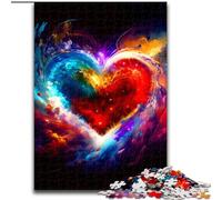 Puzzle da 1000 pezzi a forma di cuore colorato in legno, ideale per decorare casa e ufficio, regalo perfetto per compleanni, 50x75cm, per uomini e donne