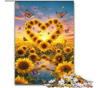 Puzzle da 1000 pezzi a forma di cuore con girasole Puzzle per adulti da 1000 pezzi Natale o compleanni (dimensioni 50x75cm)