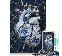 Puzzle da 1000 pezzi a forma di cuore spezzato,stile Kintsugi,con bordi lisci,gioco creativo,ideale per momenti di relax e come regalo di compleanno (50x75cm)