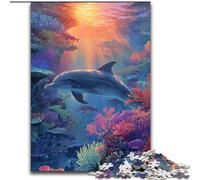 Puzzle da 1000 pezzi a forma di delfino, in legno, 50x75cm, stimolante gioco di logica - Giocattolo rilassante per adolescenti