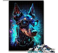 Puzzle da 1000 pezzi a forma di Doberman colorato per adulti e ragazzi, giocattoli avvincenti per la decorazione della casa che stimolano l'intelligenza cerebrale (50x75cm)