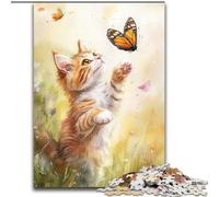Puzzle da 1000 pezzi a forma di farfalla e gattino, in legno, 50x75cm, stimolante gioco di logica - Giocattolo rilassante per adolescenti