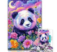 Puzzle da 1000 pezzi a forma di fiore e panda, regalo per adulti, sfida difficile contro lo stress, migliora l'amore tra coppie, 50x75cm