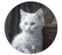 Puzzle da 1000 pezzi a forma di gattino bianco e soffice, per adulti, attività di unione familiare, regalo per la casa, gioco di ruolo per famiglie (67,5x67,5cm)