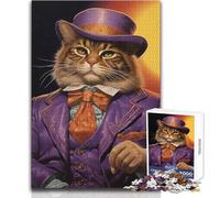 Puzzle da 1000 pezzi a forma di gattino viola, un modo rilassante per riempire il tempo libero, giocattolo da gioco con taglio preciso e costante, dimensioni 50x75cm