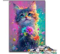 Puzzle da 1000 pezzi a forma di gatto anime in legno livello principiante ideale come regalo di compleanno e per le feste 50x75cm coinvolgente attività per serate di gioco in famiglia.