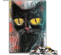 Puzzle da 1000 pezzi a forma di gatto bianco e nero per adulti e adolescenti, giochi divertenti, decorazione da parete, regali unici per compleanno e Natale (50x75cm)
