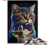 Puzzle da 1000 pezzi a forma di gatto con fiocco in legno, attività divertente per la casa, 50x75cm, decorazione fai da te, regalo per le vacanze che stimola il cervello