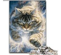 Puzzle da 1000 pezzi a forma di gatto fantasy, in legno, dal design intricato, per adolescenti, decorazioni fai da te e divertimento per stimolare la mente, dimensioni 50X75cm