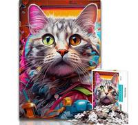 Puzzle da 1000 pezzi a forma di gatto meccanico per adulti e adolescenti dai 14 anni in su gioco impossibile adulti e adolescenti (26x38cm)