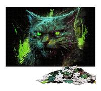 Puzzle da 1000 pezzi a forma di gatto neon, attività stimolante per tutta la famiglia, sfida per il cervello, regalo perfetto per adolescenti, 50x75CM/19,68x29,52 pollici.
