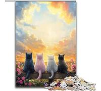 Puzzle da 1000 pezzi a forma di gatto, per adulti, per l'interazione con la famiglia e come regalo divertente, con design astratto vibrante, 26x38cm