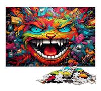 Puzzle da 1000 pezzi a forma di gatto psichedelico, in cartone, per adulti, rompicapo fai da te, perfetto gioco per famiglie o regalo decorativo, 26X38CM/10,23x14,96 pollici.