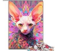 Puzzle da 1000 pezzi a forma di gatto senza pelo, un rompicapo stimolante per adolescenti, perfetto come decorazione per la casa o come regalo (dimensioni 50x75cm)