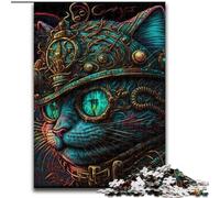 Puzzle da 1000 pezzi a forma di gatto steampunk, puzzle difficili per adulti, dimensioni 50x75cm, gioco decorativo fai da te stimolante, giocattolo interattivo per famiglie