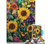 Puzzle da 1000 pezzi a forma di girasole per adulti e adolescenti, aiuta il cervello a esercitare i giocattoli avvincenti per coltivare la pazienza, adatto alle coppie, 38x26cm
