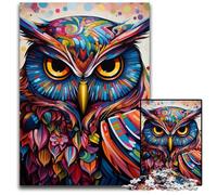 Puzzle da 1000 pezzi a forma di gufo colorato per adulti, puzzle impossibili per adulti, feste e decorazioni per la casa, 26X38CM/10,23x14,96 pollici.