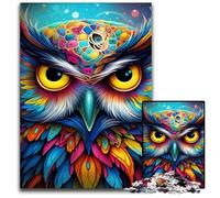 Puzzle da 1000 pezzi a forma di gufo colorato, puzzle impossibile per adulti, ideale per adolescenti e collezionisti, regalo da viaggio, attività per famiglie, 50x75CM/19,68x29,52 pollici.