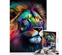 Puzzle da 1000 pezzi a forma di leone con spruzzi di colore,giocattoli antistress,ottimo regalo per giochi impossibili,allena il cervello e le mani,dimensioni 38x26cm
