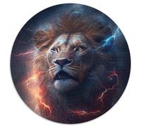Puzzle da 1000 pezzi a forma di leone spaziale, rotondo, per adulti, attività educativa per lo sviluppo delle abilità cognitive, 67,5x67,5 cm.