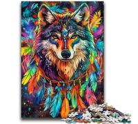 Puzzle da 1000 pezzi a forma di lupo acchiappasogni per adulti, difficile da completare ma divertente e umoristico, regalo di compleanno, regalo, decorazione murale (50x75cm)