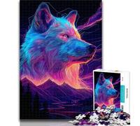 Puzzle da 1000 pezzi a forma di lupo al neon per adolescenti, dai 14 anni in su, gioco impossibile, adulti e adolescenti, 50x75cm