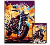 Puzzle da 1000 pezzi a forma di motocicletta colorata, in legno, per adulti, stimolante rompicapo fai da te, perfetto gioco per famiglie o regalo decorativo, 50x75CM/19,68x29,52 pollici.