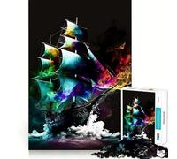 Puzzle da 1000 pezzi a forma di nave pirata, colorato, ideale per ragazzi, per migliorare la memoria, facile da usare e per il tempo libero Taglio preciso Decorazione da parete (50x75cm)