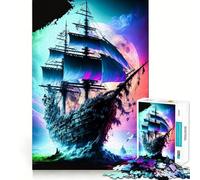 Puzzle da 1000 pezzi a forma di nave pirata, colorato, per adulti, gioco intelligente e divertente, bordi lisci, regalo per le feste (38x52cm)