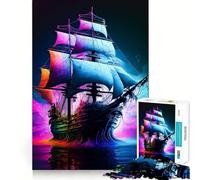 Puzzle da 1000 pezzi a forma di nave pirata, colorato, per ragazzi, facile da assemblare, per il tempo libero, con taglio preciso, regalo di Babbo Natale (50x75cm)