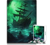 Puzzle da 1000 pezzi a forma di nave pirata fantasy per adolescenti, gioco di pensiero logico interattivo, ideale come regalo per occasioni memorabili, dimensioni 38x26cm