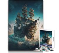 Puzzle da 1000 pezzi a forma di nave pirata per adolescenti, gioco di pensiero logico interattivo, ideale come regalo per occasioni memorabili, dimensioni 38x52cm