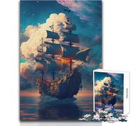 Puzzle da 1000 pezzi a forma di nave pirata per adolescenti, gioco di pensiero logico interattivo, ideale come regalo per occasioni memorabili, dimensioni 38x26cm
