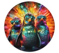 Puzzle da 1000 pezzi a forma di pinguino colorato, rotondo, per adulti, attività educativa per lo sviluppo delle abilità cognitive (67,5x67,5cm)