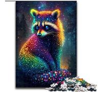 Puzzle da 1000 pezzi a forma di procione al neon, in cartone, per adulti, gioco interattivo per famiglie, rompicapo, giocattolo educativo (dimensioni 26x38cm)